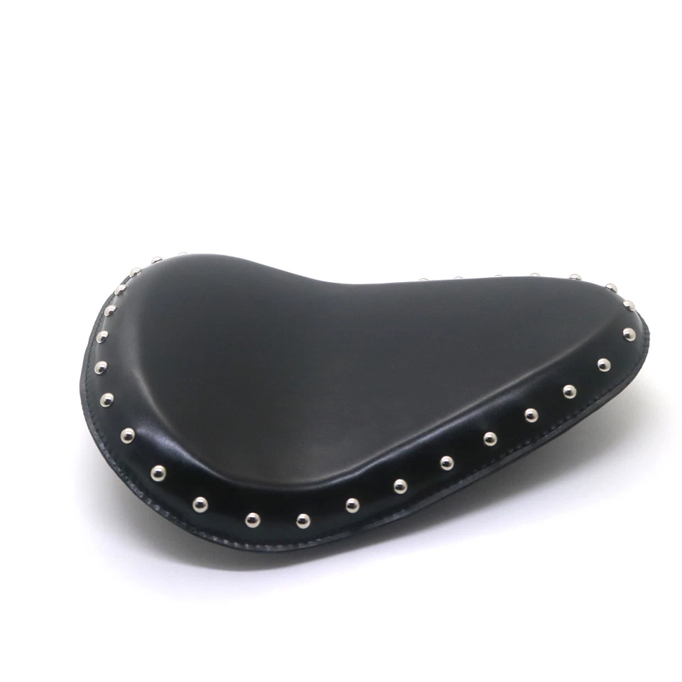 Asiento de conductor solo de cuero sintético negro para Harley Honda Chopper Bobber personalizado Foto 4 de 4