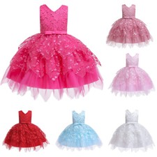 Kids Girls Sleeveless Princess Tutu Dress Wedding Evening Party Bridesmaid Gown