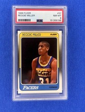 1988-89 Fleer Reggie Miller Rookie RC #57, HOF, Indiana Pacers PSA 8