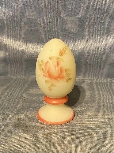 Vintage Rare Fenton Hand Painted  Satin Glass Pedestal Egg Figurine      USA