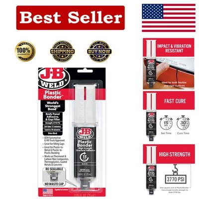 JB Weld Plastic Weld Quick Setting Epoxy Syringe Bonder Repair Glue Black