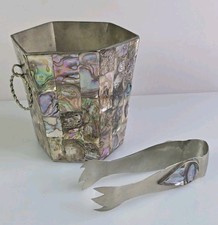 VTG 5 Tall Alpaca Silver Ice Bucket Abalone S...
