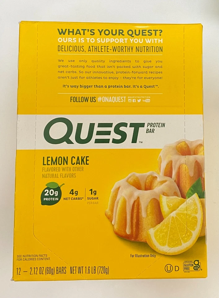 Quest Nutrition Lemon Cake Protein Bars 2.12 oz 12 Bars Exp 05/2026 - Image 1 of 1