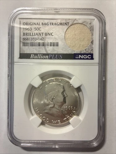 1963-D Franklin Half Dollar Original Bag Fragment BU NGC
