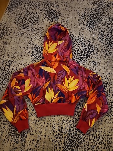 Adidas x Farm Rio Hoodie Women’s XS Cropped Pink Birds of Paradise Sweatshirt - Picture 6 of 6