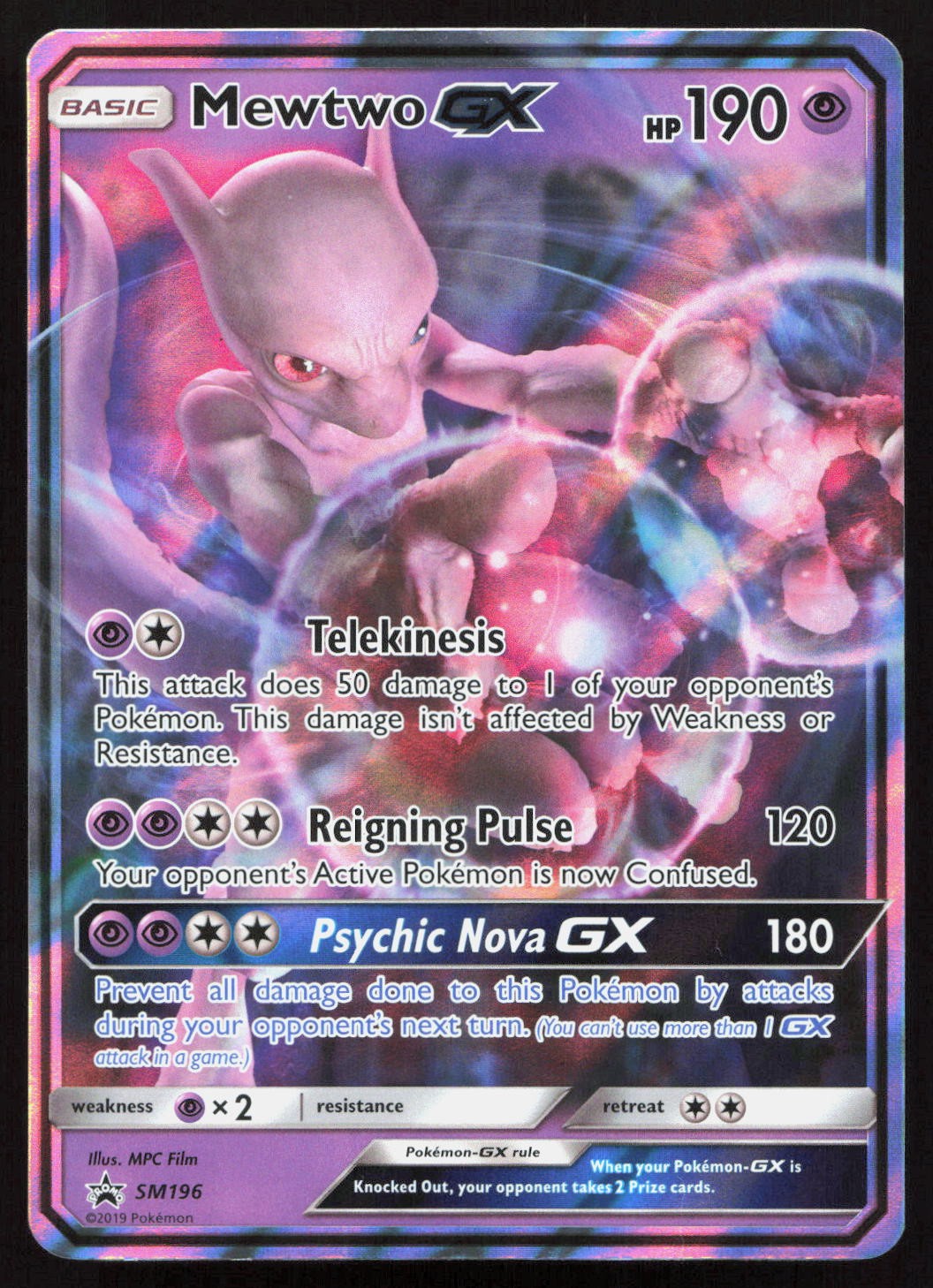 Mewtwo GX - SM196 Holo Promo Sun & Moon Promo Pokemon