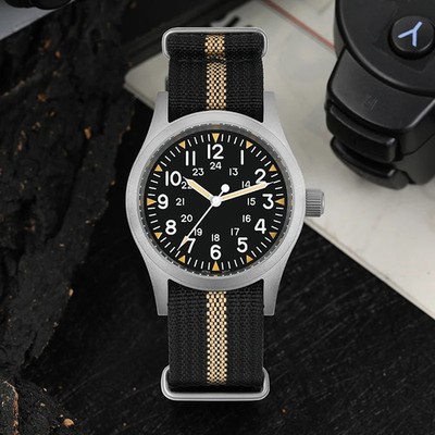 Militado ML05 38mm VH31 Quartz Movement Field Watches Domed Sapphire Crystal