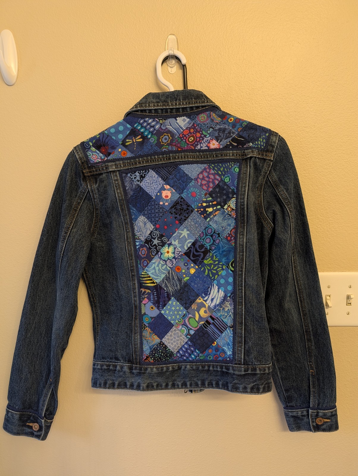 Hand Sewn Patchwork Jean Jacket Size Medium Misse… - image 2