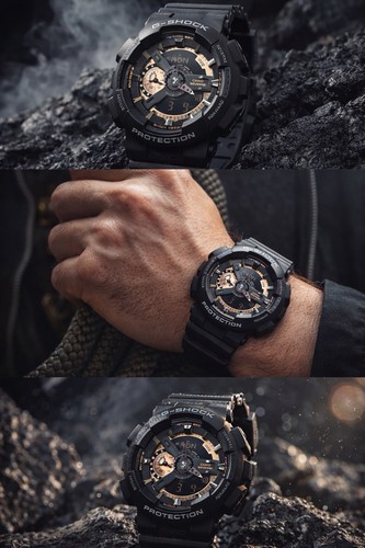 G-SHOCK Casio G-SHOCK Shock-Resistant Sport Wristwatch Black Gold Analog Digital