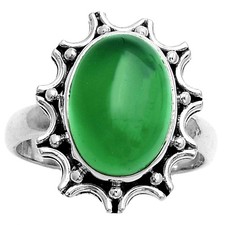 Natural Green Onyx 925 Sterling Silver Ring s.9 Jewelry R-1189