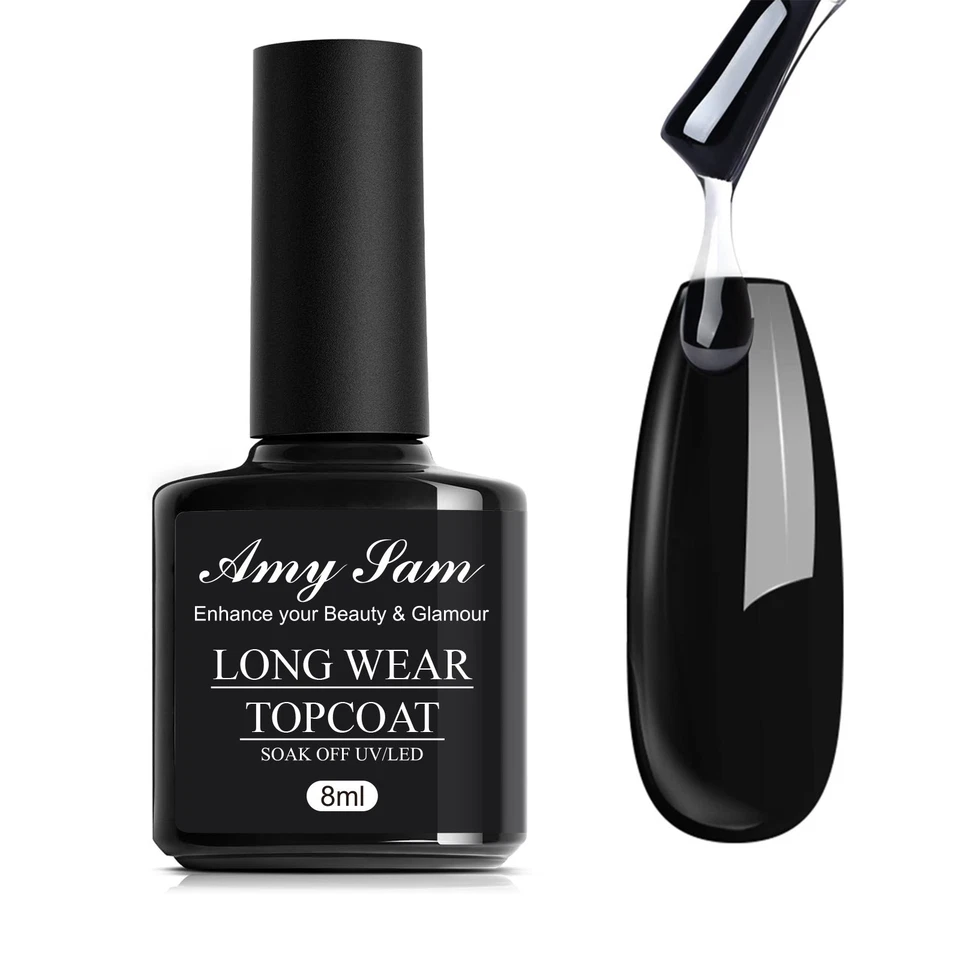 AMYSAM amy sam NO WIPE TOP COAT DIAMOND LONG WEAR Upgraded UV LED GEL NAIL POLISH 8ml