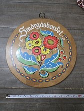 Folk Art Floral Painted Wooden Hanging Plaque, Large Round, Kitchen Decor
