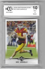 2018 SAM DARNOLD LEAF ROOKIE CARD #12 BCCG 10 MINT. rookie card picture