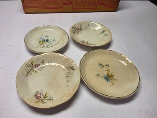 VINTAGE LOT OF EARLY 1900S CHINA BUTTER PATS ASSORTED WITH STAINS AND CRAZING