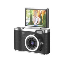 48MP 4K Camera with 8X Zoom and 180 Degree Flip Screen for Vlogging and Photos