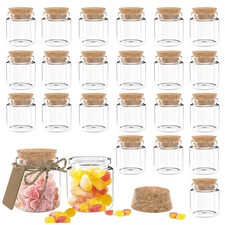 24 Pack 1.7 Oz Glass Bottles with Cork Stoppers 50 ML Mini Small for Wedding
