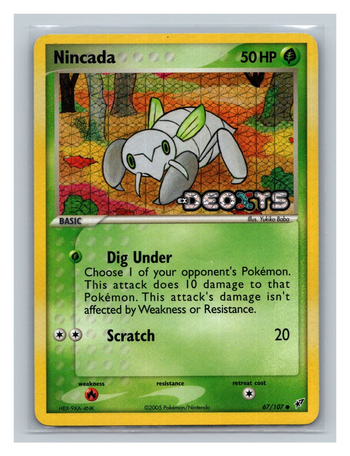 Reverse HOLO Stamped Nincada #67/107 Deoxys Pokemon Card TCG 2005