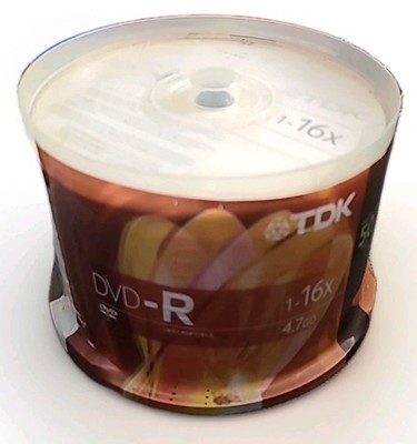 TDK DVD-R 50 Pack 1-16x 4.7GB Recordable Discs Spindle New Sealed Orange Pack