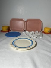Fisher Price Dishes 1987- Plates, Utensils, Bowls, Trays 14 Pieces