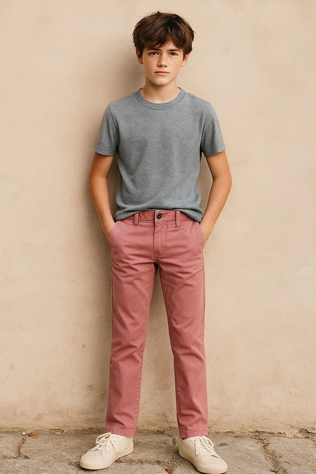 Pantalones chinos Abercrombie para niños color salmón 11/12 ajustados para niños nuevos con etiquetas Foto 2 de 4