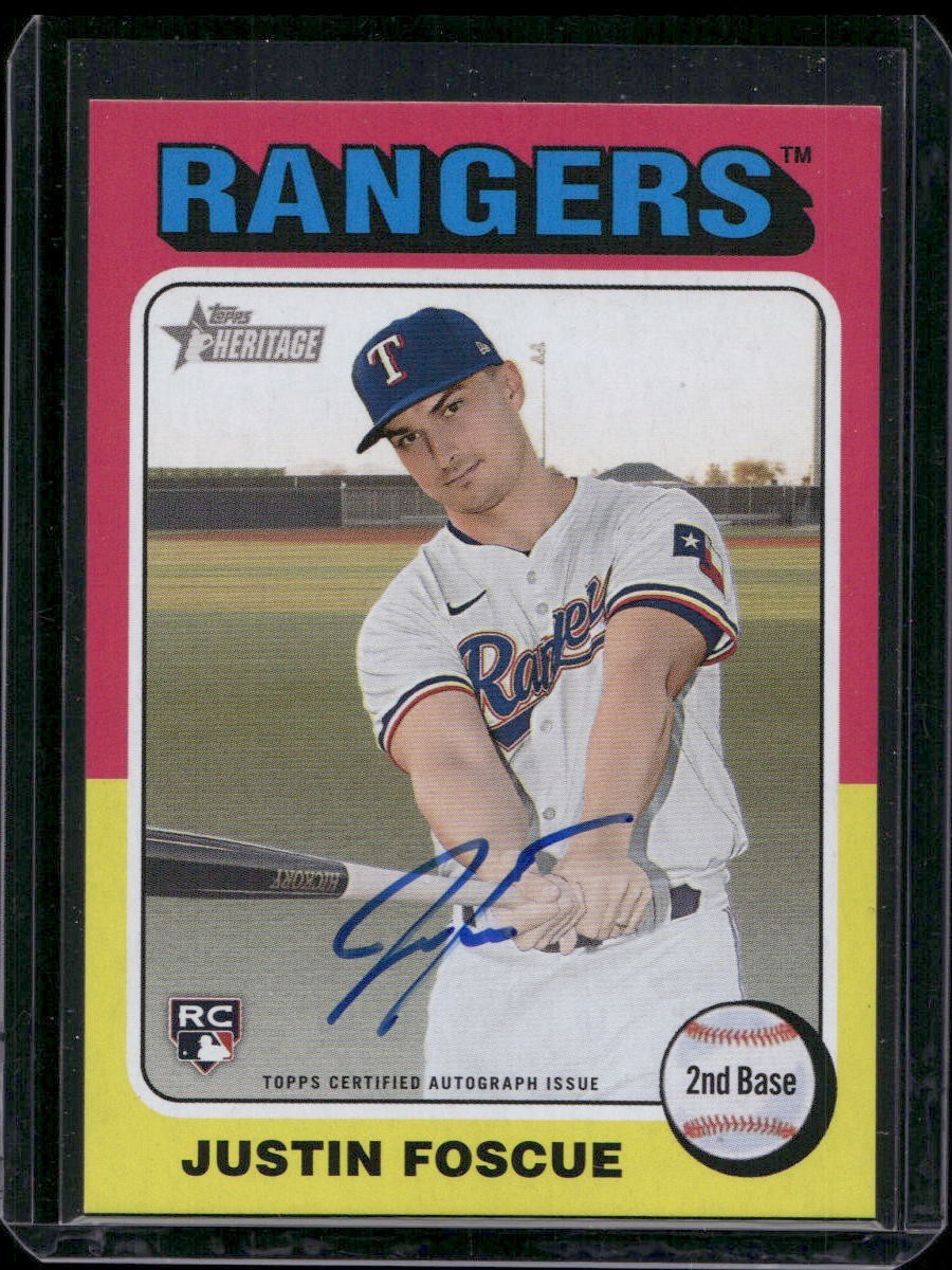 2024 Topps Heritage High Number Real One Auto Justin Foscue RC #ROA-JU Rangers