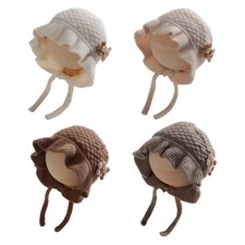 Princess Lace Knitted Baby Cap with Adjustable Strap Tie Cute Elegant Winter Hat
