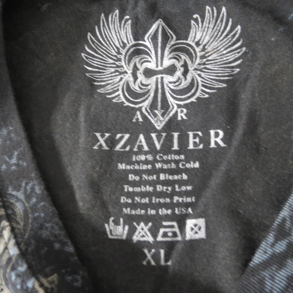 Xzavier Rhinestone T-Shirt Mens XL Metallic Ink Patron Saint New