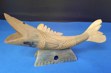 Vintage Hand-Carved Fish Sculpture Crafted from Cow Horn