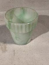 Akro Agate Green White Flower Pot 2.5” Tall