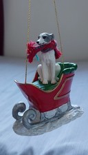 Gray Greyhound Whippet Dog Sleigh Christmas Ornament