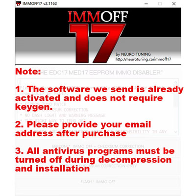 IMMO off 17 IMMOFF17 Software Activate Version EDC17 MED 17 Immo off Ecu EEPROM 