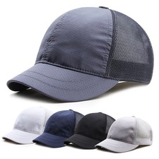 Men Quick-drying Baseball Cap Mesh Short Brim Trucker Outdoor Adjustable New