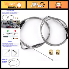 42" Stainless Steel Throttle  Idle Cable Set for Harley FXST FLST 1996-UP, 90 