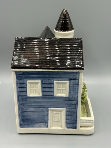 Casa ceramica vintage 1980 Otagiri Giappone dipinta a mano 7” blu - Foto 3 di 12