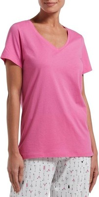 Hue Loose Fit Short Sleeve V-Neck Sleep Tee Shirt - Pink - Large -MSRP $35- NWT!