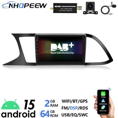 DAB+ Android 15 Autoradio 64GB CarPlay GPS Navi für Seat Leon SC FR ST Cupra 5F
