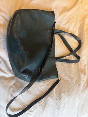 Cuyana Medium Carryall Tote Forest Green Pebbled Leather Crossbody Shoulder Bag
