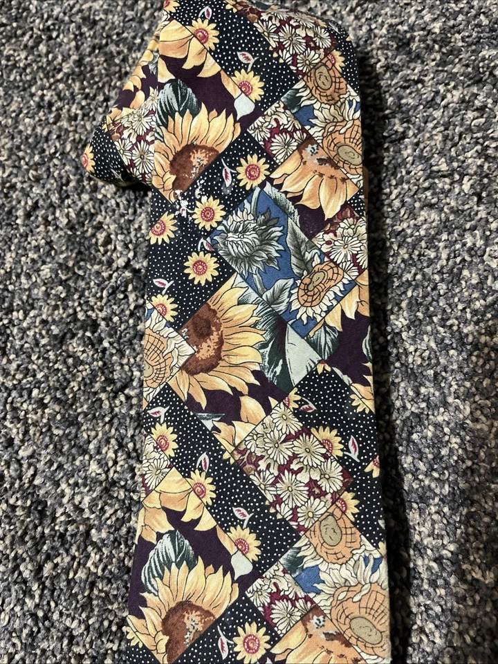 Vintage American Eagle Outfitters Floral Geometric Design Mens Neck Tie Cotton - Image 4 of 4