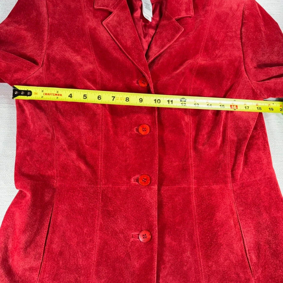 Chaqueta Blazer Para Mujer Colección Liz Claiborne Roja Gamuza Cuero Talla M De Colección Foto 4 de 4