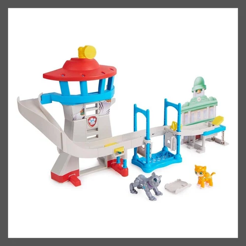 PAW Patrol Cat Pack Playset 6pc Wild Cat Figure Skateboard Trapdoor Launcher