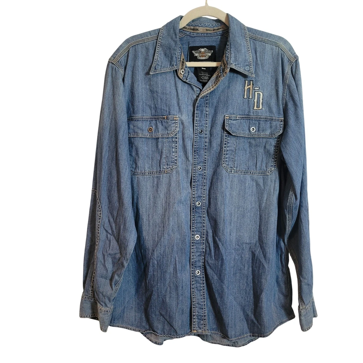 Harley-Davidson Denim Casual Button-Down Shirts for Men for sale