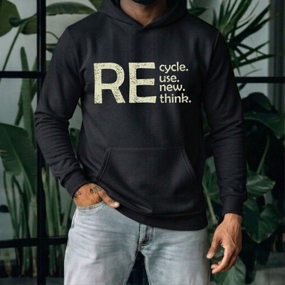Lustiger Recycling Weihnachts Hoodie - Reuse Renew Rethink Earth Friendly Pullover