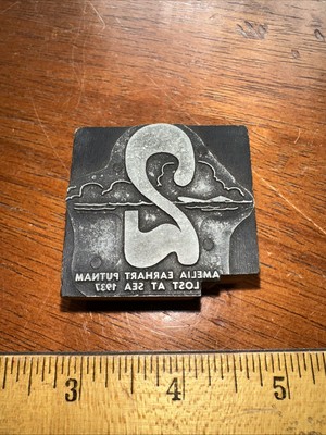 Printing Block   Amelia Earhart Putnam Lost at Sea 1937  