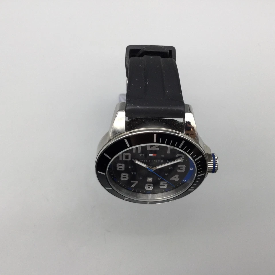 Tommy Hilfiger Reloj Hombre 46mm Esfera Negra Fecha TH 2.1.27.1730 Batería Nueva Foto 3 de 4