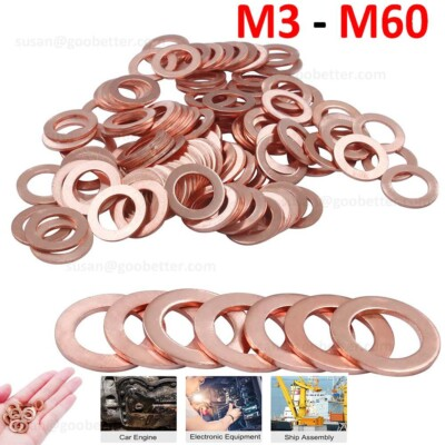 #ad Copper Sealing Washers Metric M3 M4 M6 M8 M10 M12 M14 M16 M60 Flat Seal Washer $18.00
