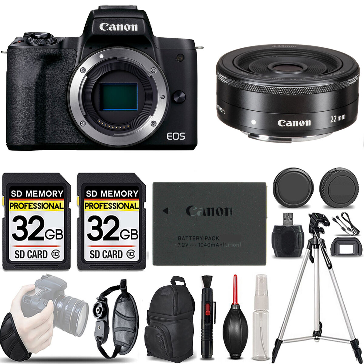 Canon EOS M50 Mark II Camera (Black) +22mm f/2 STM Lens Canon EOS M50 Mark II Camera (Black) +22mm f/2 STM Lens