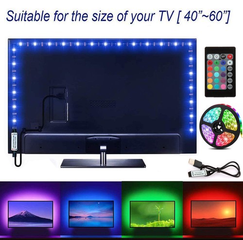 2x 6ft USB LED Strip Lights TV Back Light RGB Color Changing with 24Key Remote - Picture 2 of 12