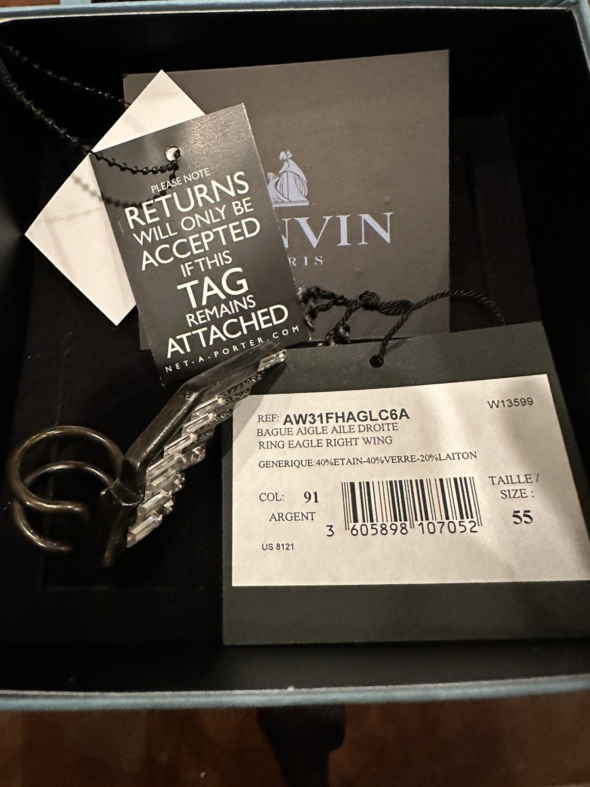 Lanvin Crystal Statement Eagle Oversized Cocktail… - image 15