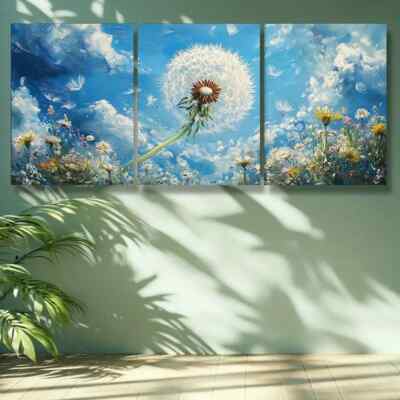 3pcs White dandelion  Floral Wall Art Canvas Unframed/Framed
