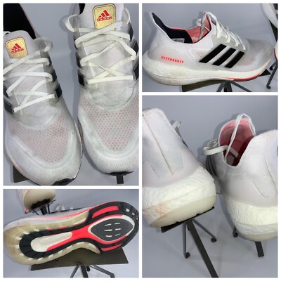 Adidas Boost EQ21 Sz 13 Men White Running Shoes Mint Cond No Insoles YGI G2S-17